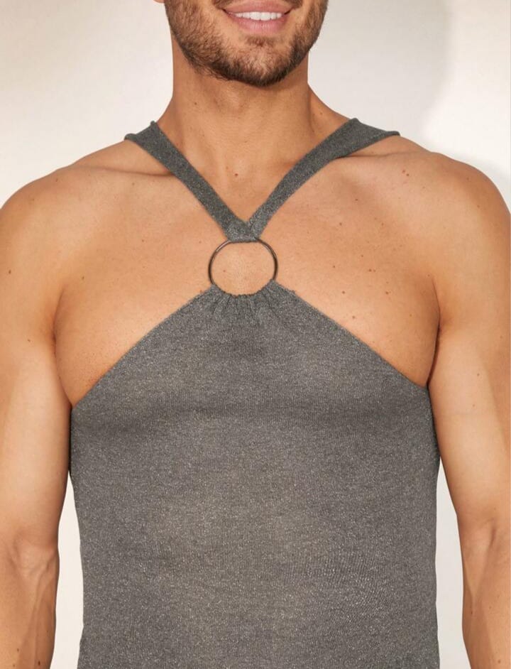 Men Ring Details Solid Sleeveless Sweater Vest